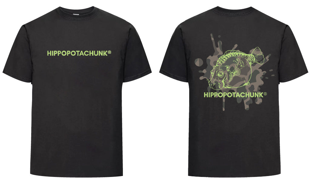 Hippopotachunk - Camo Logo Black Unisex Black T-Shirt