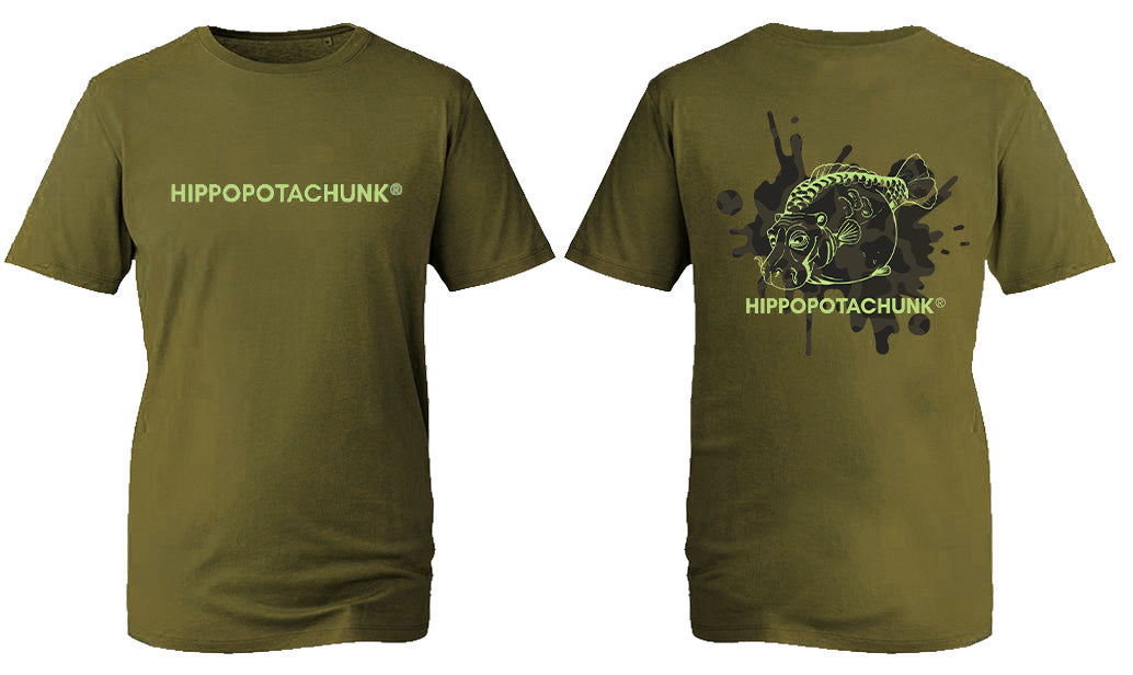 Hippopotachunk - Dark Camo Logo Unisex Khaki T-Shirt