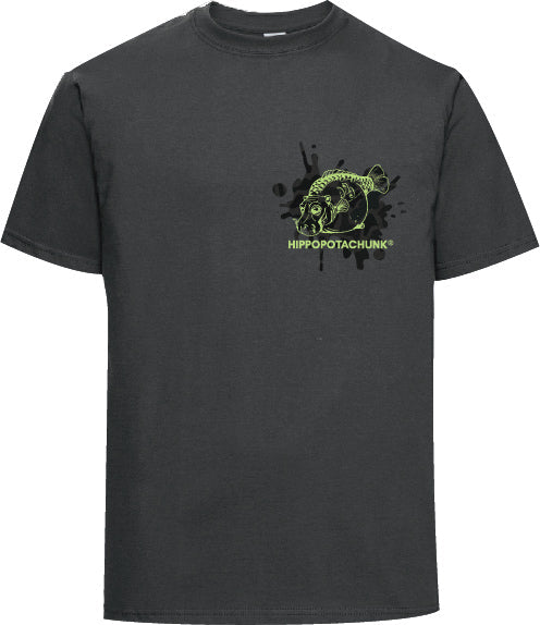 Hippopotachunk - Dark Camo Small Logo Unisex Asphalt T-Shirt