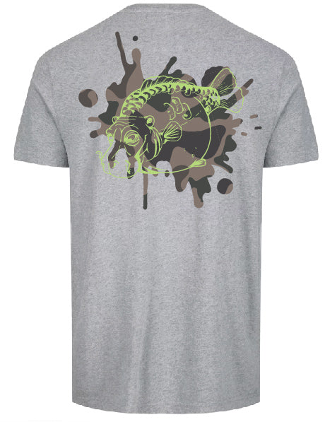 Hippopotachunk - Mid Camo Logo Grey Unisex Heather Grey T-Shirt